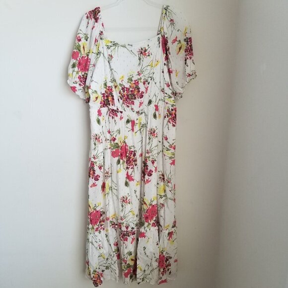 Women's Floral Fairy Boho Cottagecore Peasant Tiered Midi Dress Plus Curvy Sz16 - Picture 3 of 16